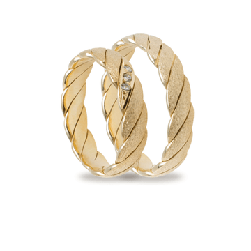 Βέρες Σετ Χρυσές Σαγρέ Σκαλιστές με Ζιργκόν MASCHIO FEMMINA TMF-39 - themelidisjewels